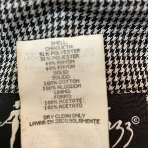 ALL THAT JAZZ HOUNDSTOOTH BLACK AND WHITE TWO PIECE VTG SUIT, JUNIOR SIZE 13/14. - Picture 8 of 14